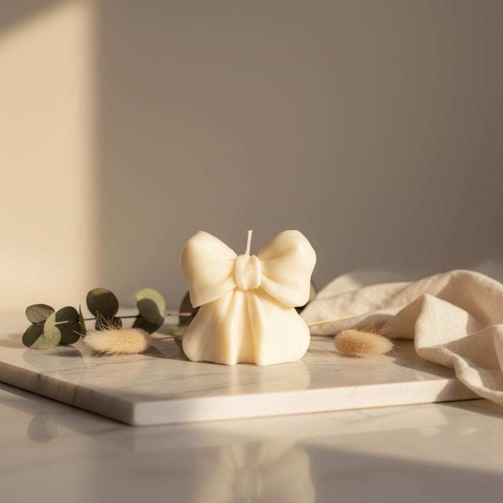 Bow Candle | Coquette Candle Gift | Ribbon Candle | Bow Shaped Soy Candle | Birthday Gift Her | Wedding Favour Candle | Aesthetic Gift