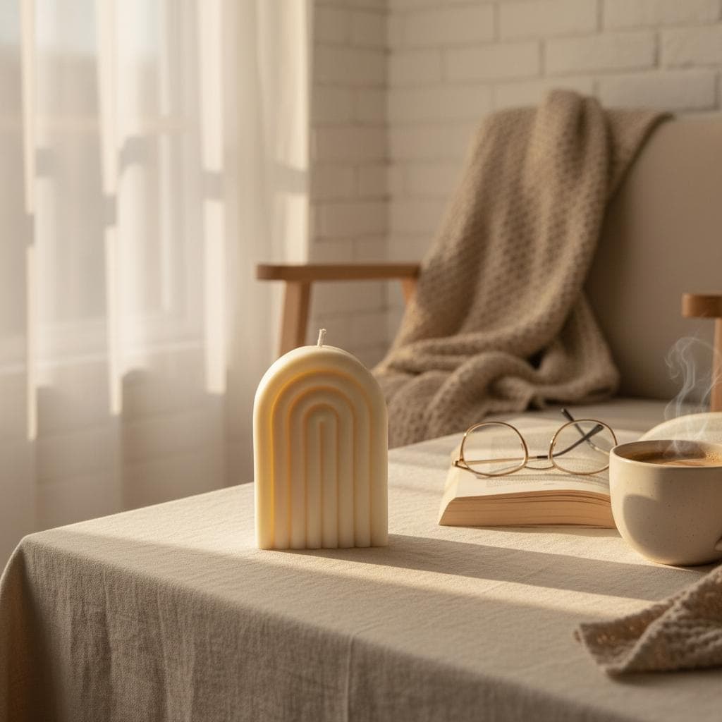 Arch Pillar Candle | Handmade Minimalist Home Decor | Sculptural Soy Candle Gift