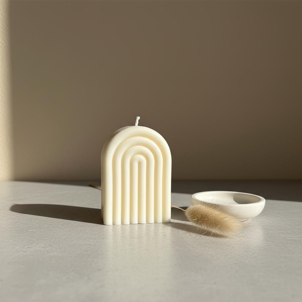 Arch Pillar Candle | Handmade Minimalist Home Decor | Sculptural Soy Candle Gift