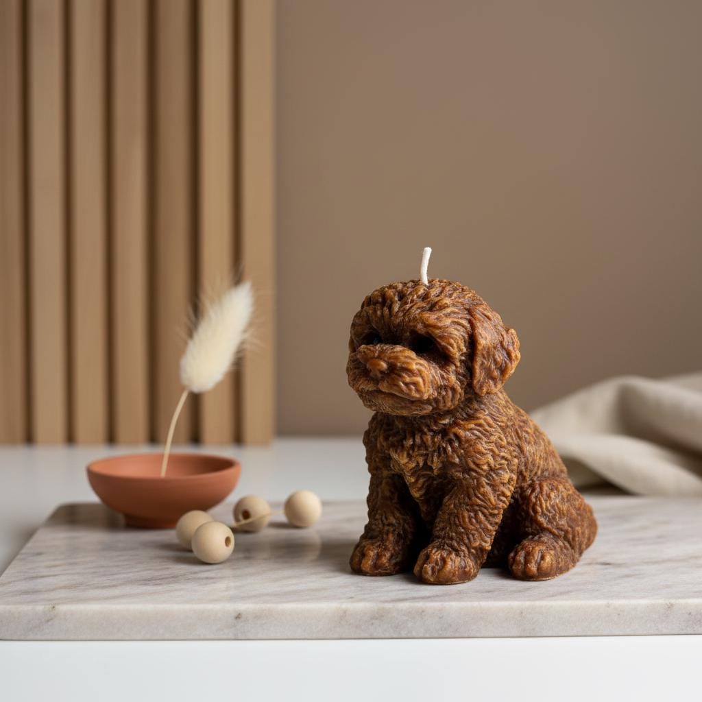Hand-Sculpted Cockapoo Soy Wax Candle | UK Handmade Dog Lover Gift