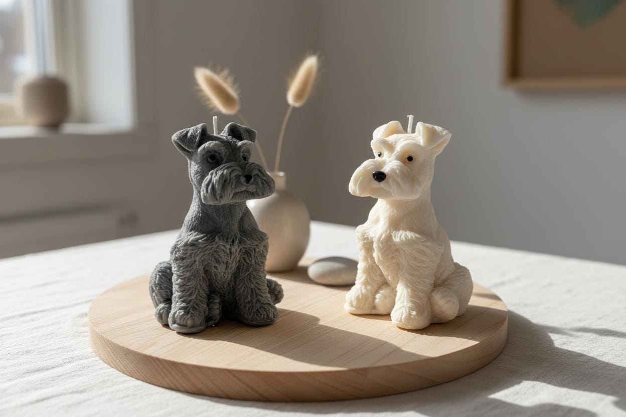 Sculptural Schnauzer Soy Candle | Miniature Dog Lover Gift, UK Made