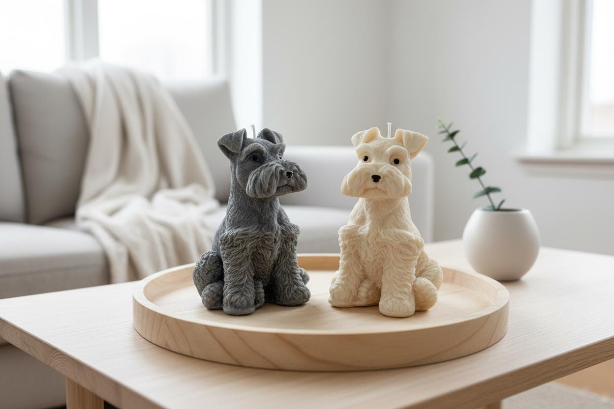 Sculptural Schnauzer Soy Candle | Miniature Dog Lover Gift, UK Made