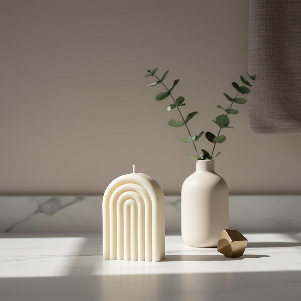 Arch Pillar Candle | Handmade Minimalist Home Decor | Sculptural Soy Candle Gift