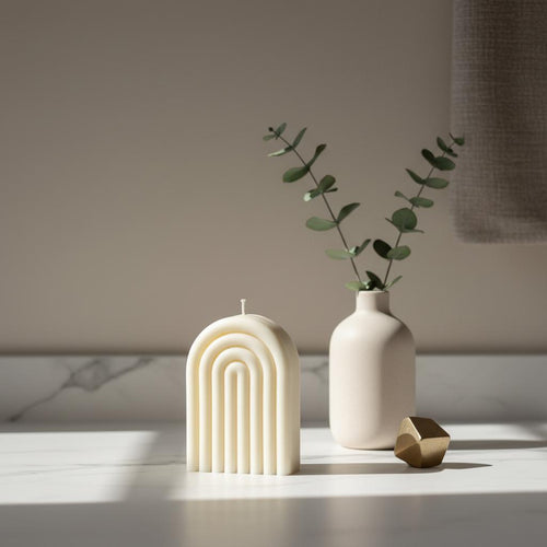 Arch Pillar Candle | Handmade Minimalist Home Decor | Sculptural Soy Candle Gift