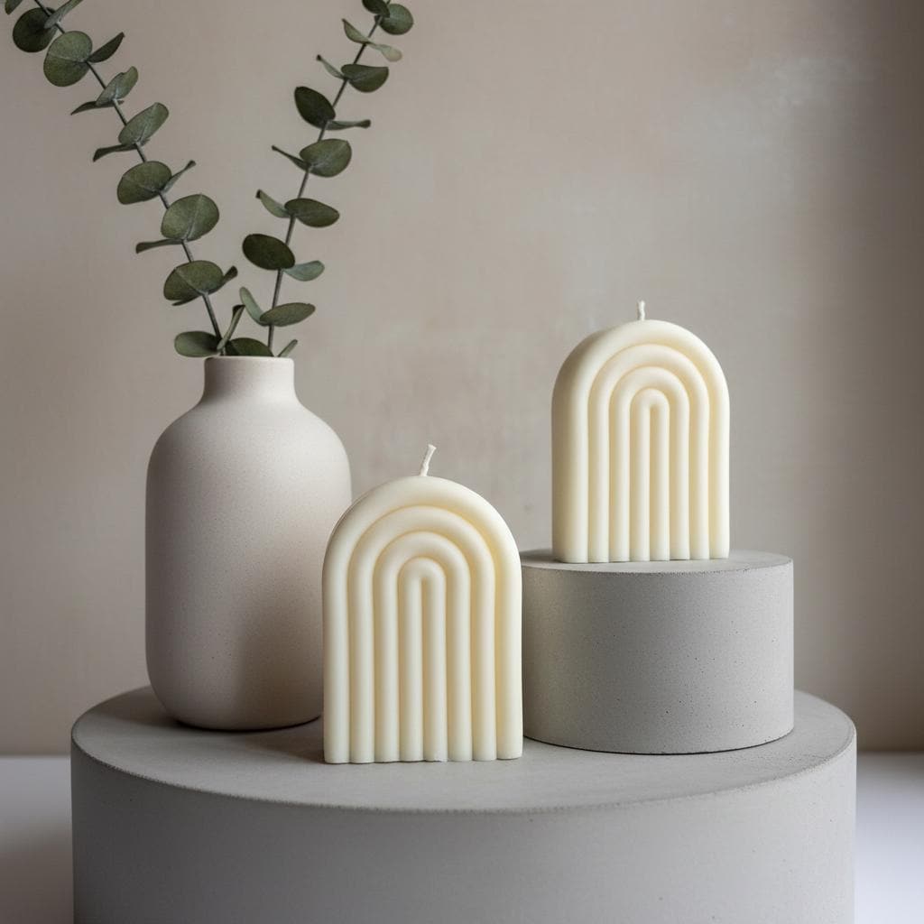 Arch Pillar Candle | Handmade Minimalist Home Decor | Sculptural Soy Candle Gift