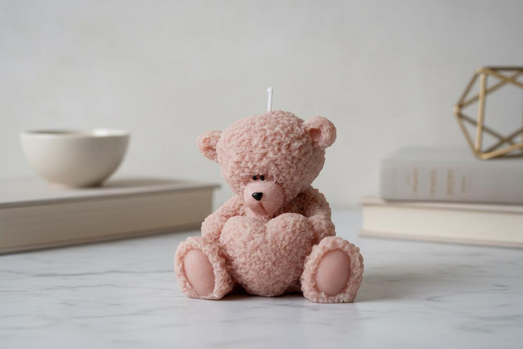 Teddy Bear Candle | Baby Shower Gift UK | New Baby Gift | Christening Gift | New Mum Gift | Gender Reveal | Bear Candle