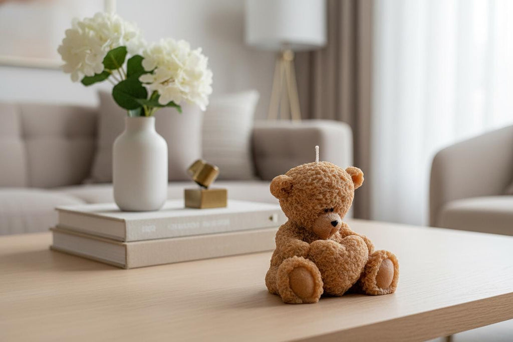 Teddy Bear Candle | Baby Shower Gift UK | New Baby Gift | Christening Gift | New Mum Gift | Gender Reveal | Bear Candle