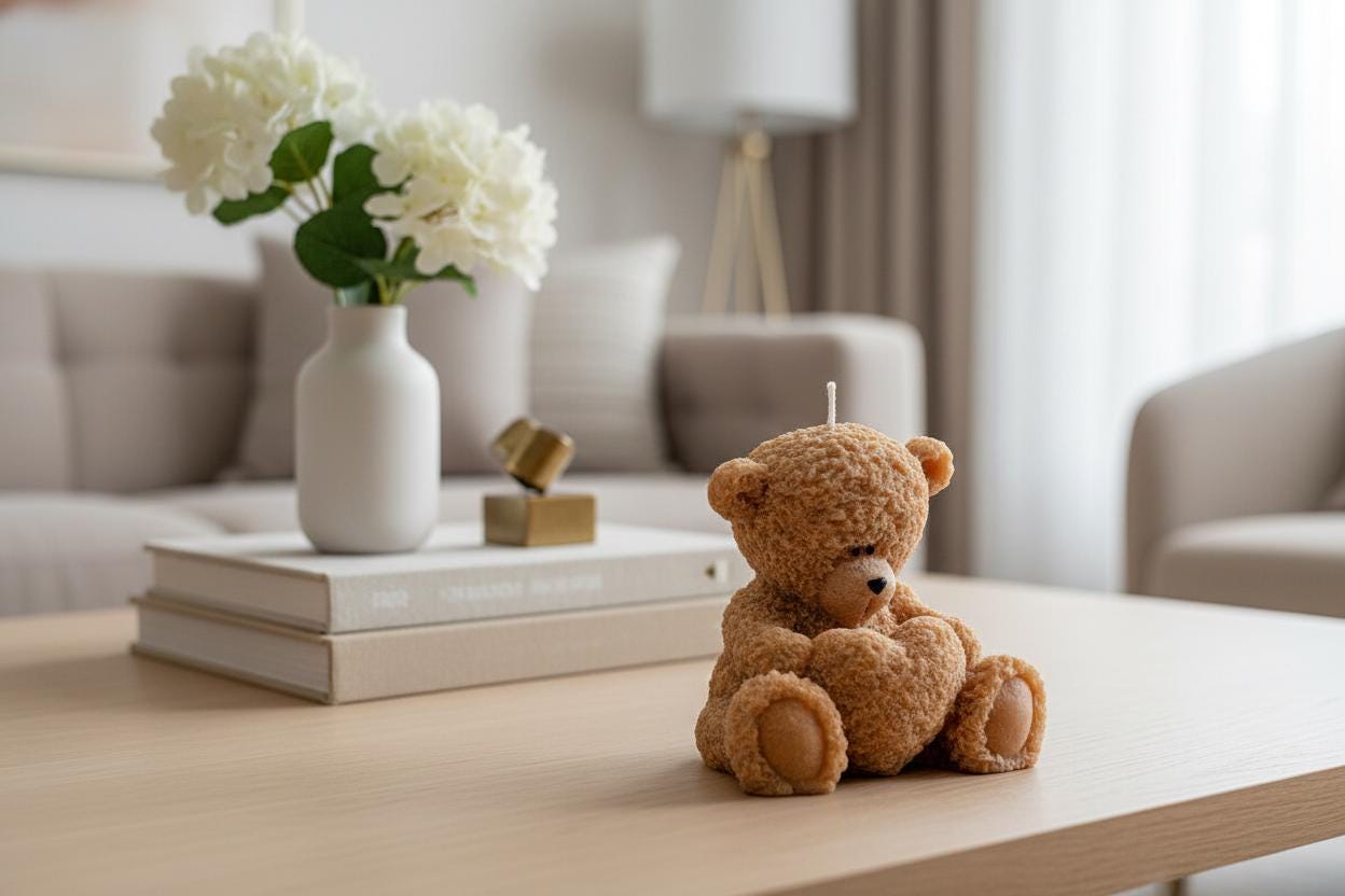 Teddy Bear Candle | Baby Shower Gift UK | New Baby Gift | Christening Gift | New Mum Gift | Gender Reveal | Bear Candle