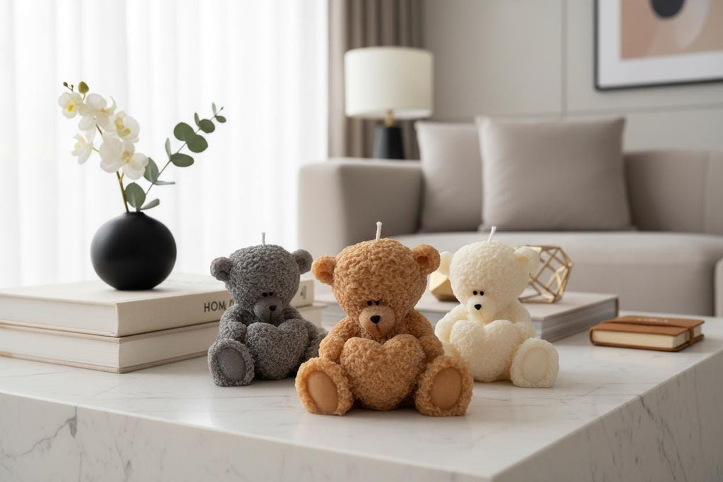 Teddy Bear Candle | Baby Shower Gift UK | New Baby Gift | Christening Gift | New Mum Gift | Gender Reveal | Bear Candle