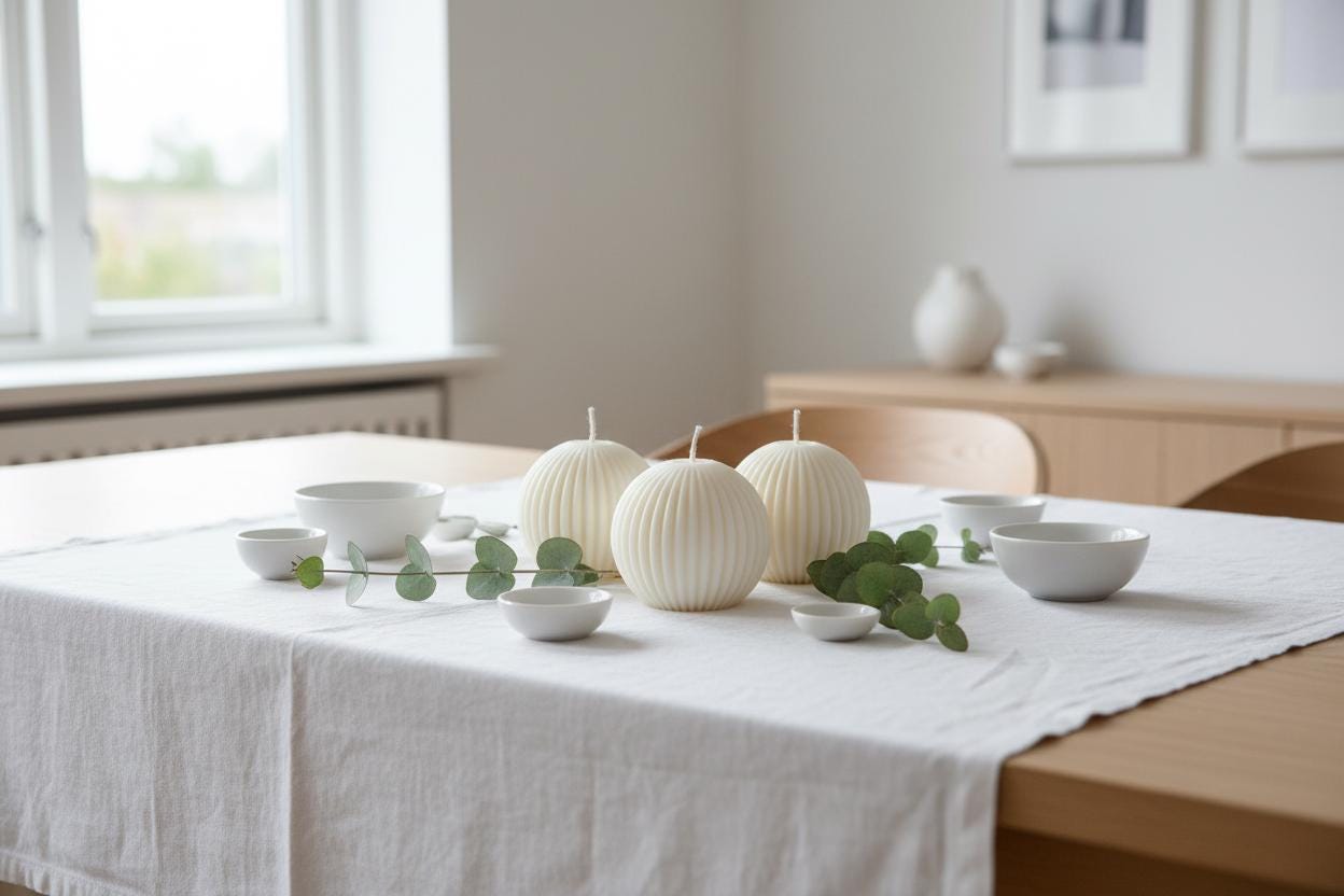 Ribbed Sphere Candle | Handmade Sculptural Soy Candle | Art Deco Home Decor | Ball Candle Gift