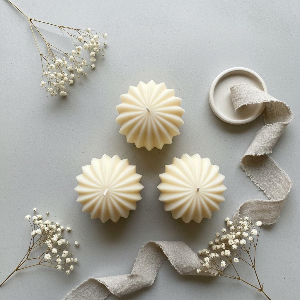 Ribbed Sphere Candle | Handmade Sculptural Soy Candle | Art Deco Home Decor | Ball Candle Gift