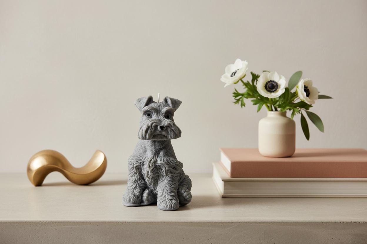 Sculptural Schnauzer Soy Candle | Miniature Dog Lover Gift, UK Made
