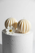 Ribbed Sphere Candle | Handmade Sculptural Soy Candle | Art Deco Home Decor | Ball Candle Gift