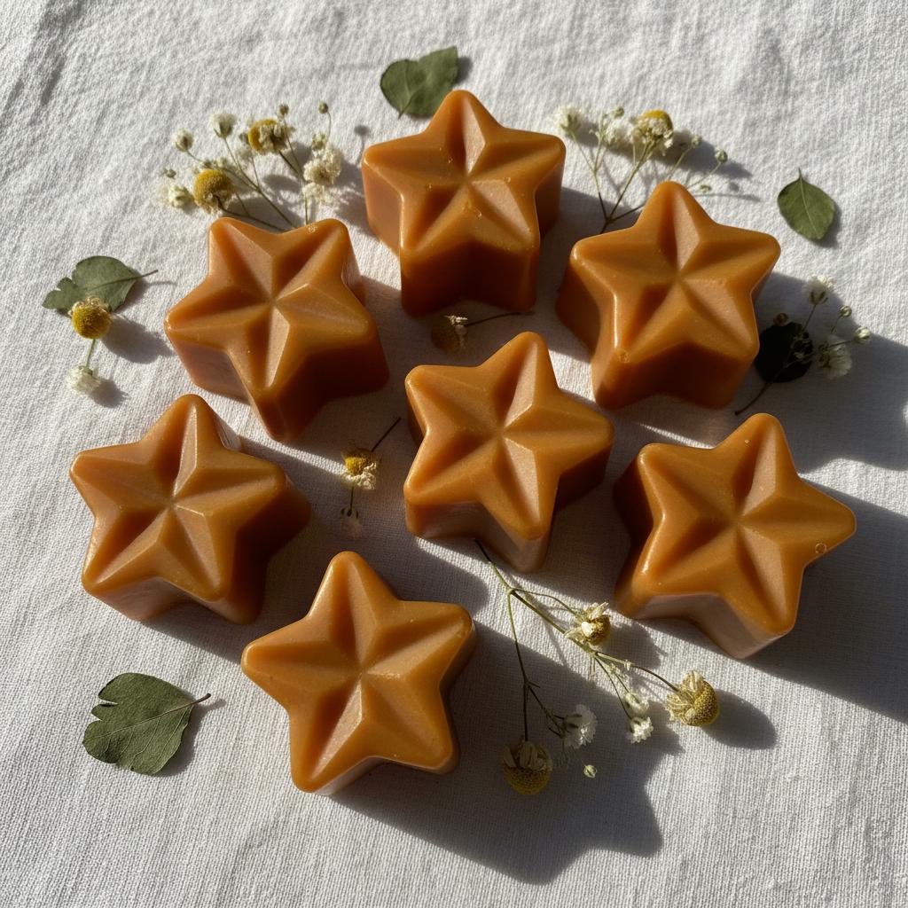Sandalwood Soy Wax Melts | Highly Scented Vegan Wax Melts | Hand Poured Amber Star Wax Melt Pack | Home Fragrance Gift UK | Pack of 5