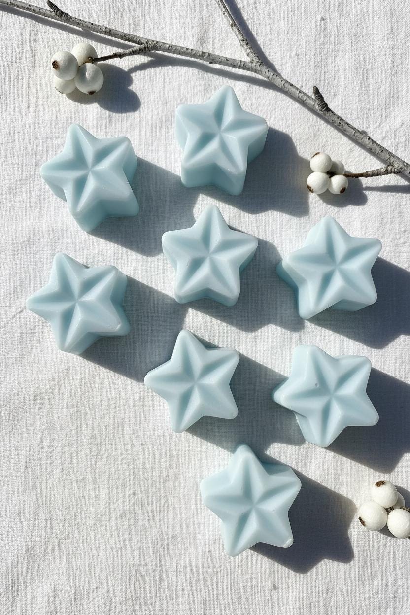 Snow Angel Soy Wax Melts | Sweet Fruity Highly Scented Vegan Wax Melts | Icy Blue Star Wax Melt Pack | Christmas Gift UK | Pack of 5