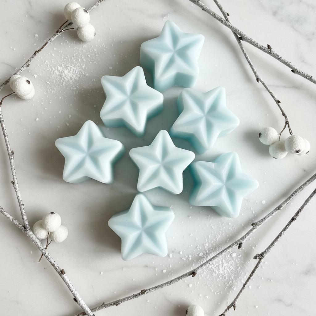 Snow Angel Soy Wax Melts | Sweet Fruity Highly Scented Vegan Wax Melts | Icy Blue Star Wax Melt Pack | Christmas Gift UK | Pack of 5