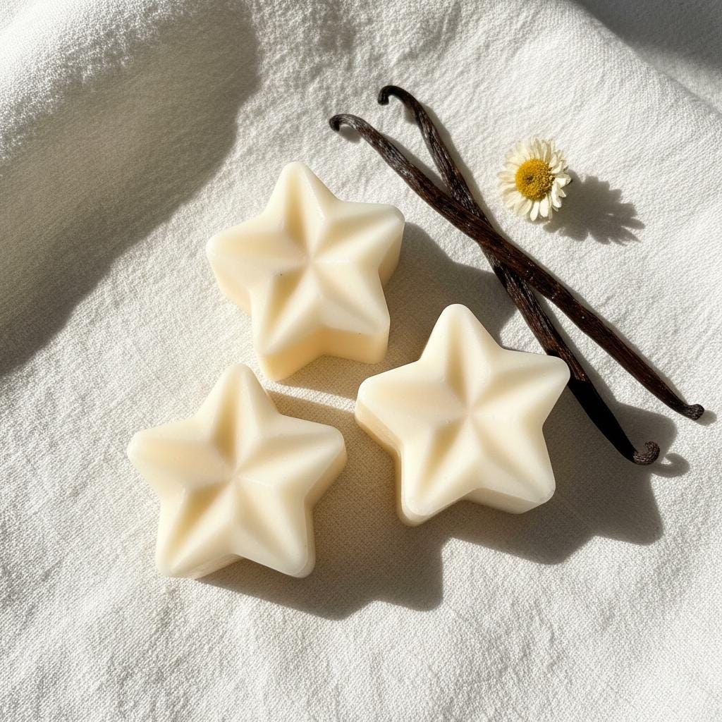 Vanilla Soy Wax Melts | Highly Scented Luxury Vegan Wax Melts | Cream Star Wax Melt Pack | Home Fragrance Gift UK | Pack of 5
