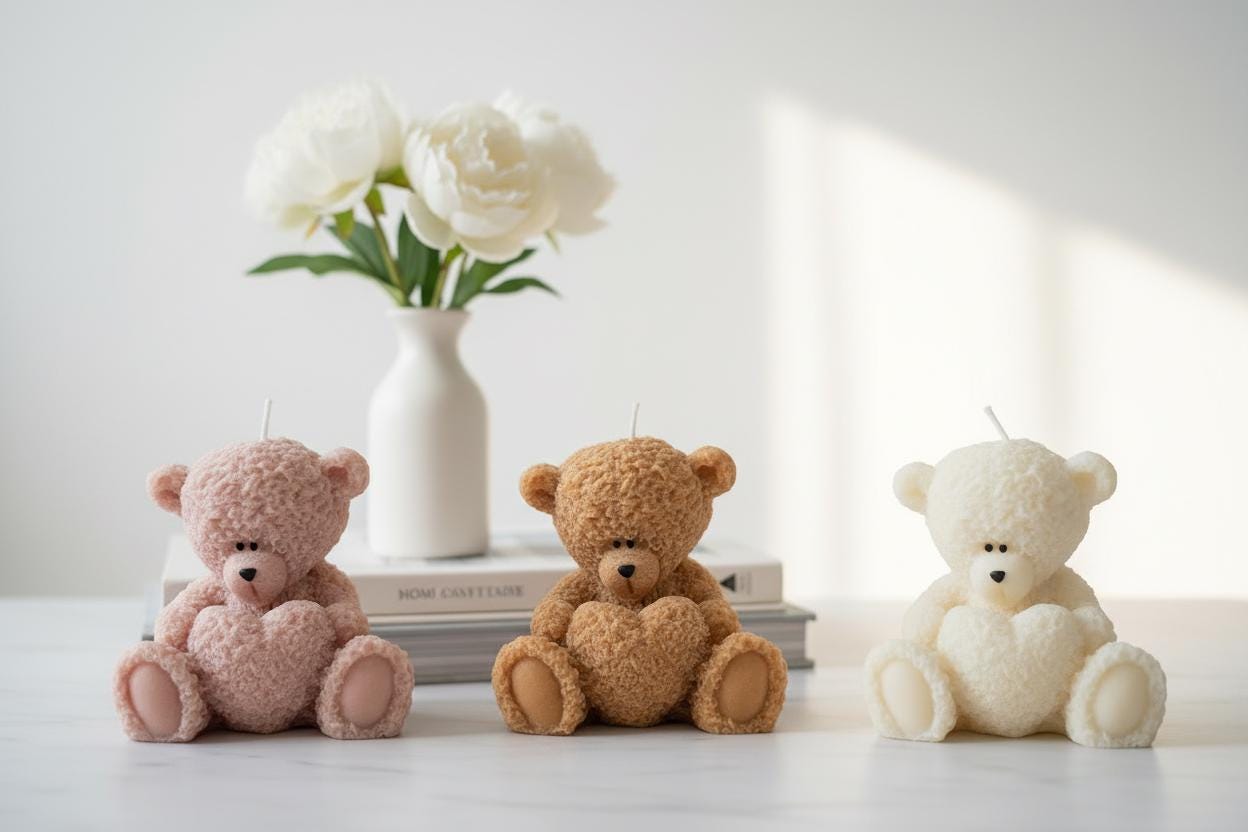 Teddy Bear Candle | Baby Shower Gift UK | New Baby Gift | Christening Gift | New Mum Gift | Gender Reveal | Bear Candle