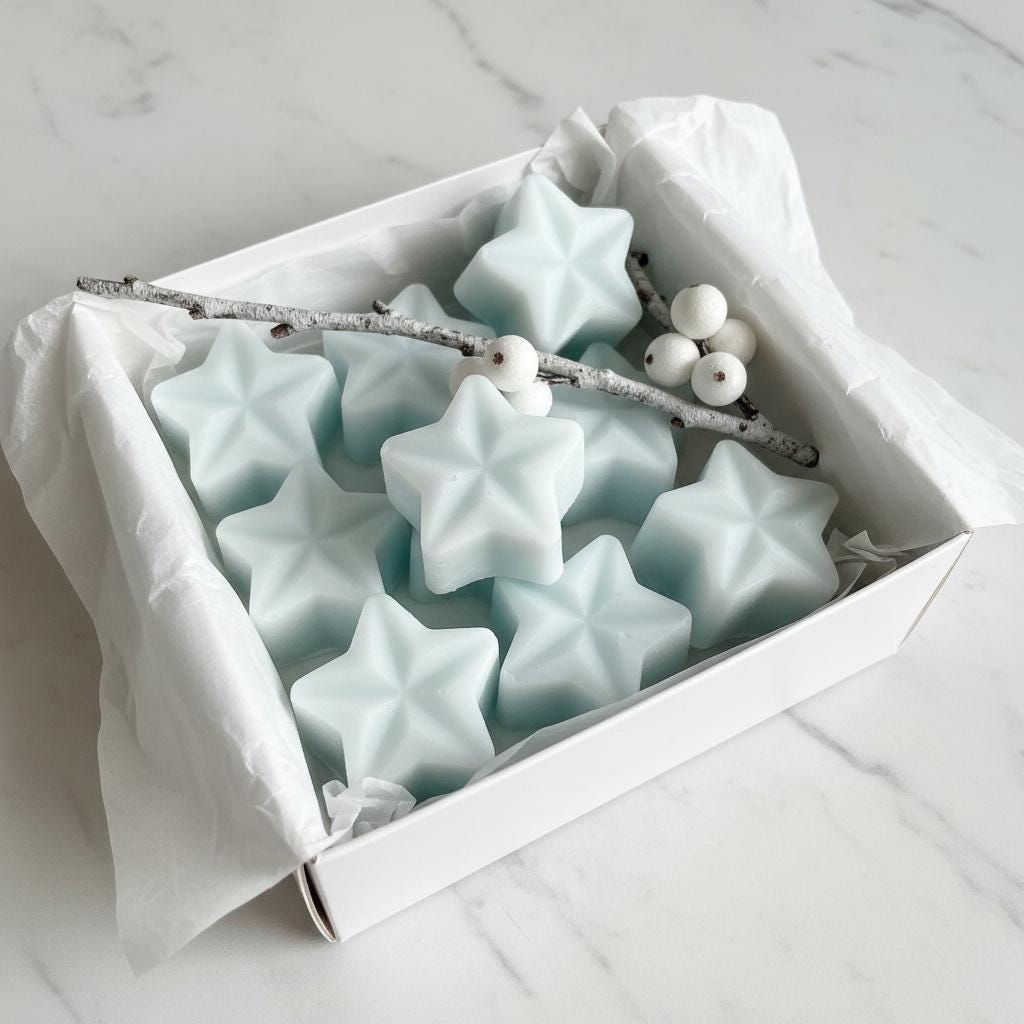 Snow Angel Soy Wax Melts | Sweet Fruity Highly Scented Vegan Wax Melts | Icy Blue Star Wax Melt Pack | Christmas Gift UK | Pack of 5