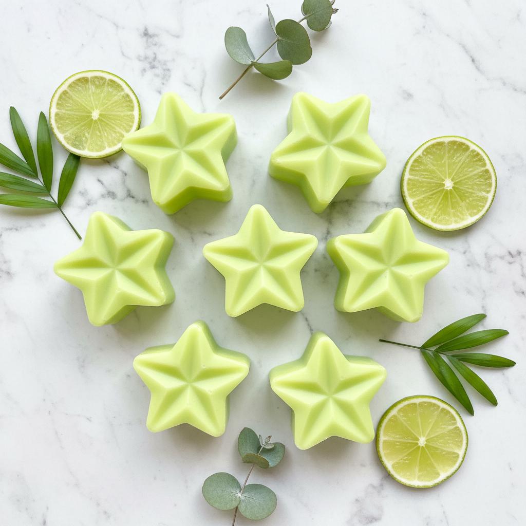 Coconut & Lime Soy Wax Melts | Highly Scented Tropical Vegan Wax Melts | Lime Green Star Wax Melt Pack | Home Fragrance UK | Pack of 5