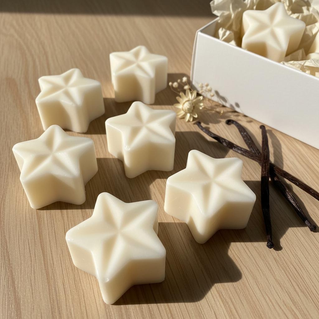 Vanilla Soy Wax Melts | Highly Scented Luxury Vegan Wax Melts | Cream Star Wax Melt Pack | Home Fragrance Gift UK | Pack of 5