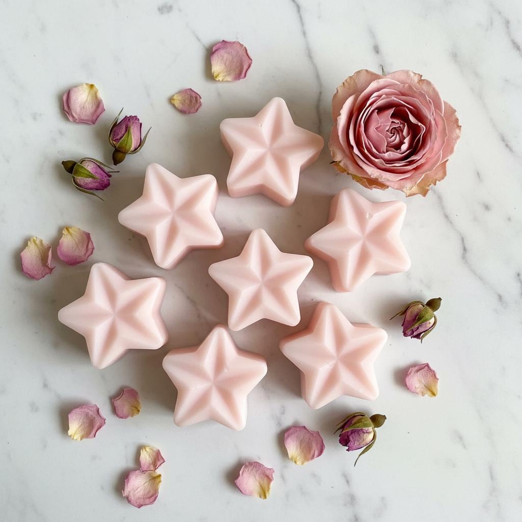 Rose Soy Wax Melts | Highly Scented Floral Vegan Wax Melts | Blush Pink Star Wax Melt Pack | Valentines Mothers Day Gift UK | Pack of 5
