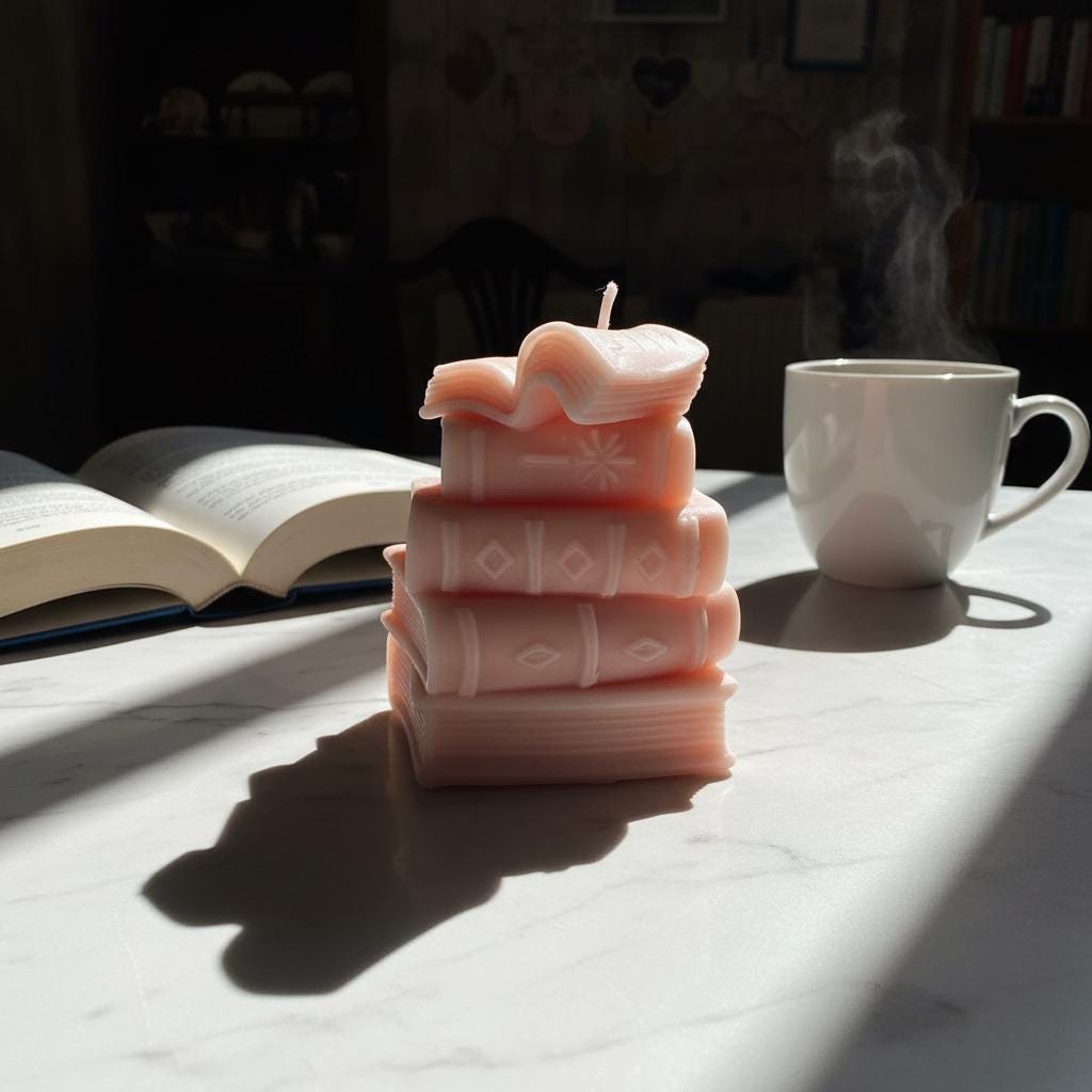 Stacked Books Candle | Handmade Soy Wax Book Candle | Book Lover Gift UK | Dark Academia | Bookish Gift