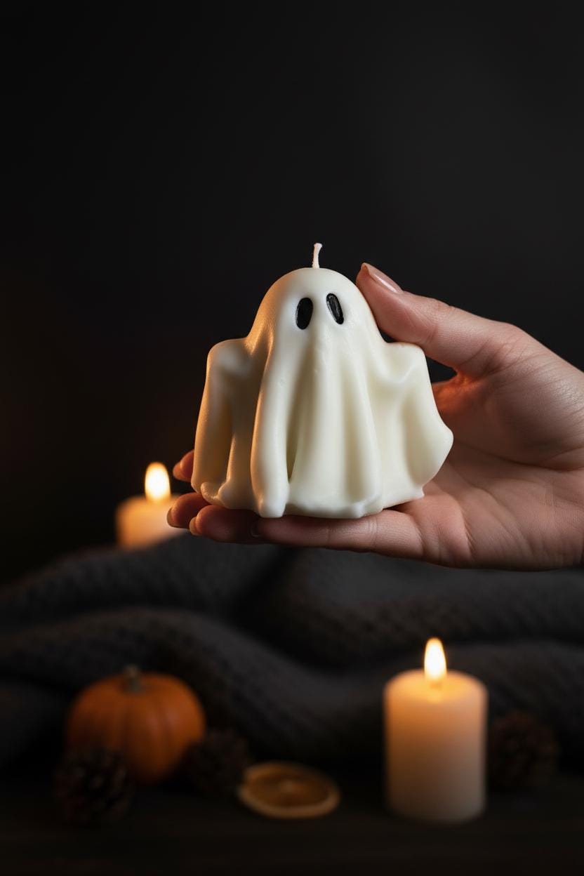 Ghost Candle | Handmade Soy Halloween Candle | Spooky Autumn Decor | Cute Ghost Gift UK