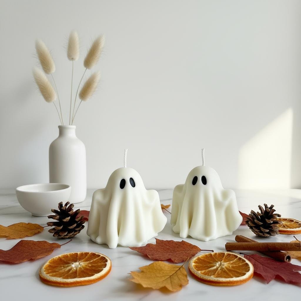 Ghost Candle | Handmade Soy Halloween Candle | Spooky Autumn Decor | Cute Ghost Gift UK